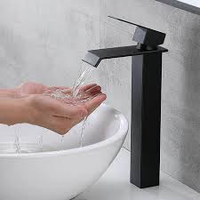 Black Waterfall Faucet With Tall Spout