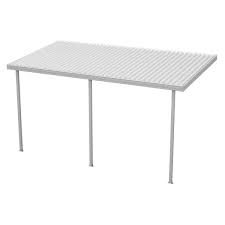 Integra 16 Ft X 8 Ft White Aluminum Attached Solid Patio Cover With 3 Posts 10 Lbs Live Load