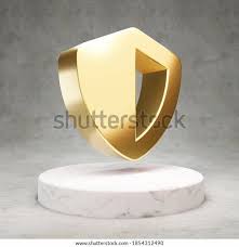 Shield Icon Gold Glossy Shield Symbol