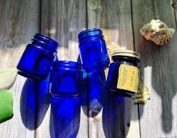Four Vintage Vicks Vaporub Cobalt Jars