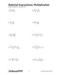 Rational Expressions Multiplication