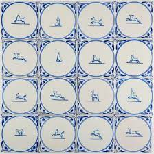 Antique Delft Wall Tiles In Blue With