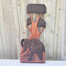 Two Tone Hand Carved Elephant Tree Thai