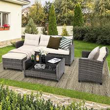 Patio 4pcs Rattan Furniture Set Sofa