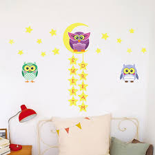 Owl Stars Moon Wall Sticker Wall Art