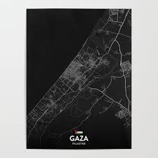 Gaza Palestine Dark City Map Poster