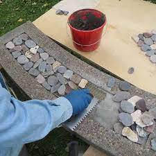 Build A Stone Inlay Concrete Bench Diy