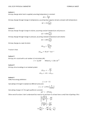 Physical Chemistry Formula Sheet