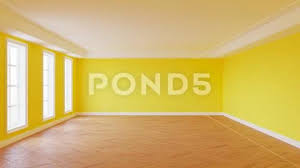 Empty Interior With Yellow Walls White