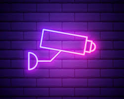 Glowing Neon Line Security Icon