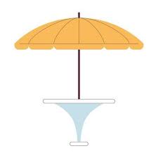 Umbrella Table Semi Flat Colour Vector