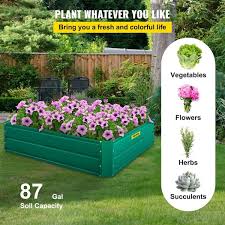 Vevor Raised Garden Bed 48 In X 36 In X 12 In Metal Planter Box Green Galvanized Steel Raised Planter Boxes Green 36 48