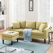 72 In Square Arm 2 Piece 4 Seater Removable Covers Sofa Set In Yellow