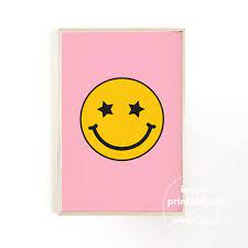 Pink Smiley Face Preppy Wall Decor