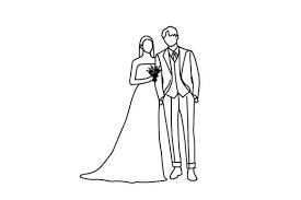 Wedding Couple Line Art Icon Graphic By