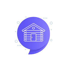 Log Cabin Icon Wooden House Linear Design