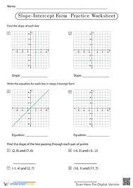 Answer Key Slope Intercept Form