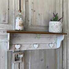 Small Painted Wood Wall Shelf Heart