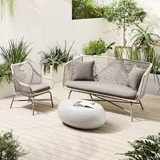 Outdoor Lounge Set Huron Outdoor 72 In Loveseat Gray Huron Lounge Chair Small Pebble Outdoor 36 In Oval Coffee Table Gray Concrete West Elm