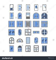 Door Window Icon Set Vector