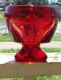 Viking Art Glass Red Epic Glass Footed
