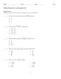 Rational Expressions And Equations Test