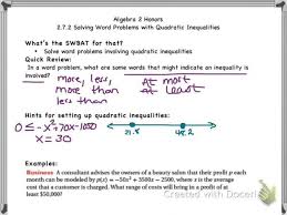 Quadratic Inequalities Worksheet With