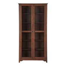 Bradstone 72 In Walnut Brown Wood Bookcase With Glass Doors