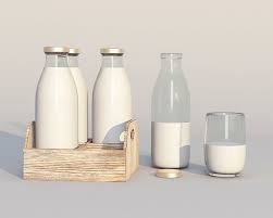 Retro Glass Milk Bottles With Wood Box