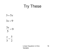 Linear Equation With One Variable