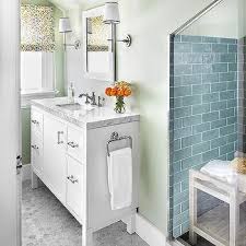 Blue Glass Tile Shower Surround Design