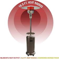 Hanover 48 000 Btu 7 Ft Steel Umbrella Propane Patio Heater Hammered Bronze H001br