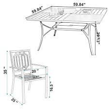 Black 9 Piece Metal Outdoor Patio Dining Set With Wood Finish Slat Square Table And Fashion Stackable Chairs