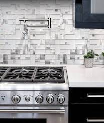 White Glass Metal Modern Backsplash