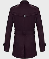 Mens Double Ted Maroon Wool Coat