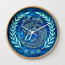 Icon On Blue Grunge Base Wall Clock