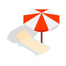Beach Chaise Lounge With Umbrella Icon