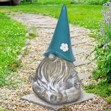 Exhart Solar Gnamaste Teal Hat Gnome