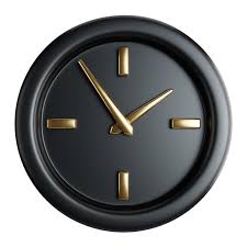 Clock Icon Black And Gold 3d Ilration