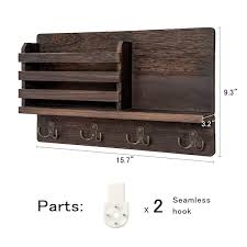 Brown Wood Wall Mounted Mail Holder