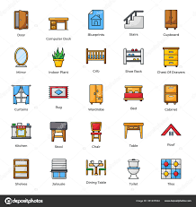 Home Interior Flat Icons Perfectly