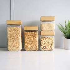 Square Glass Canisters With Bamboo Lids