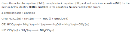 Molecular Equation Cme Bartleby