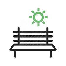 Bench In Park Line Green Black Icon
