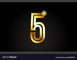 Gold Number 5 Logo Icon Design Royalty