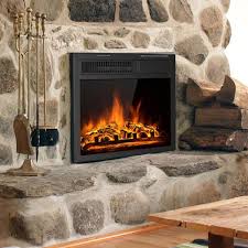 Mordern 18 Inch Led Electric Fireplace Insert With Log Black