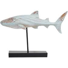 Blue Resin Carved Shark Sculpture