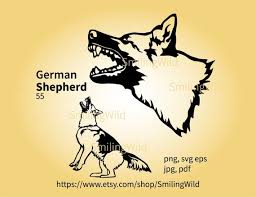 Growling Dog German Shepherd Vector Art