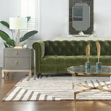 Alto 88 Tufted Rolled Arm Chesterfield Sofa Olive Green Performance Velvet