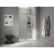 Kohler K 707613 8l Mx Elate Sliding Shower Door 75 1 2 H X 44 1 4 47 5 8 W With Heavy 5 16 Thick Crystal Clear Glass In Matte Nickel